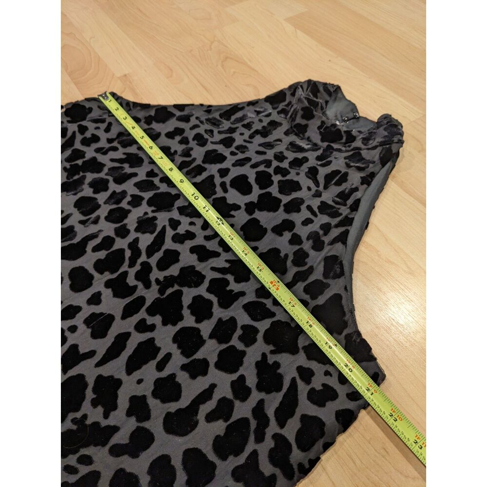 Black Velvet Burnout Sleeveless Top Animal Print Whimsigoth Witchy Festival - Picture 3 of 6